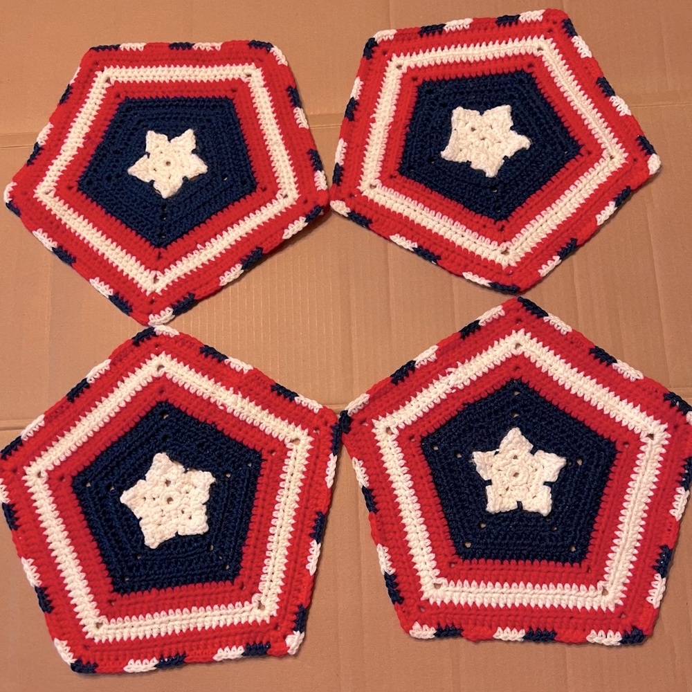 Placemats - Patriotic Red, White, and Blue, Pentagon Shaped